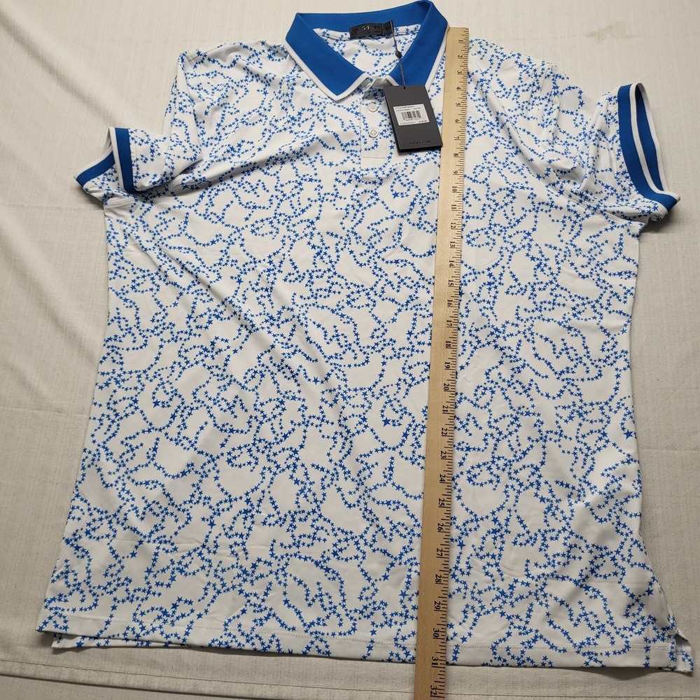 G Fore Polo Shirt Mens 2XL Blue Geometric Performance Golf Preppy Academia Logo - Picture 8 of 10